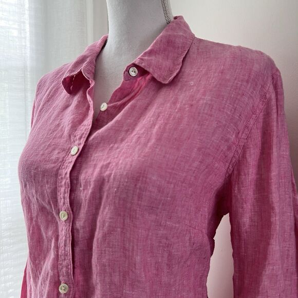 Talbots 100% Linen Pink Button Down Long Sleeve Blouse - Size XL - Picture 5 of 8